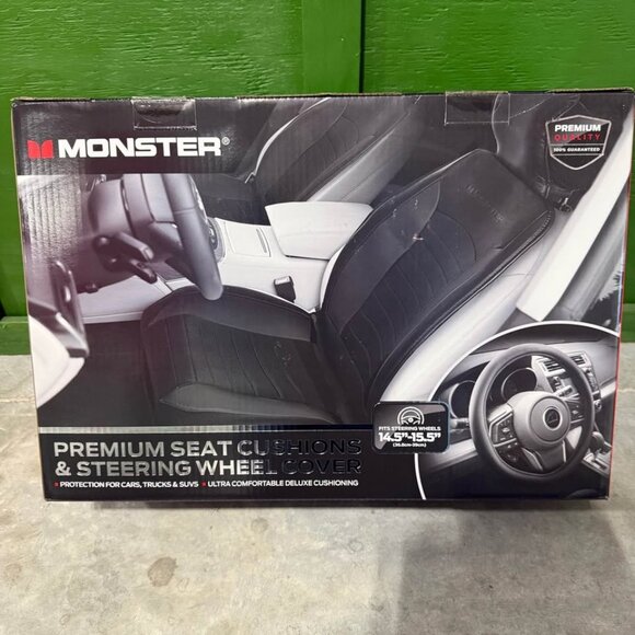 Car Seat Covers NEW Black 2-pack Car Seat Cover and Steering Wheel Cover - Picture 4 of 9